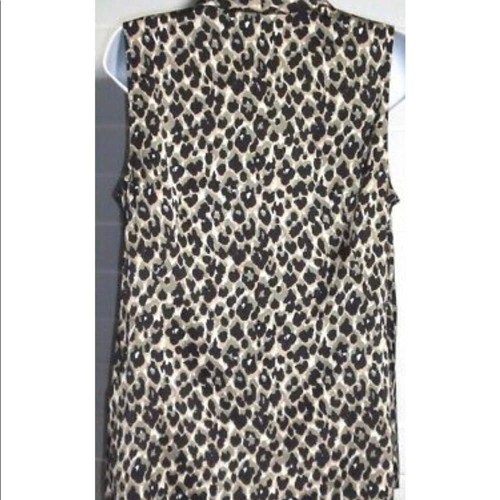 Ann Taylor Leopard Print Ruffled Sleeveless Shell - Picture 2 of 2